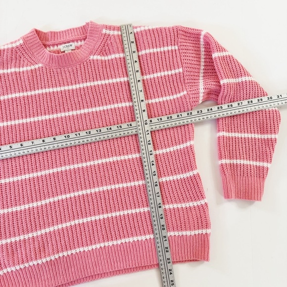 J.Crew Sweater Womens Large Pink White Chenille Striped Crewneck - Picture 4 of 8